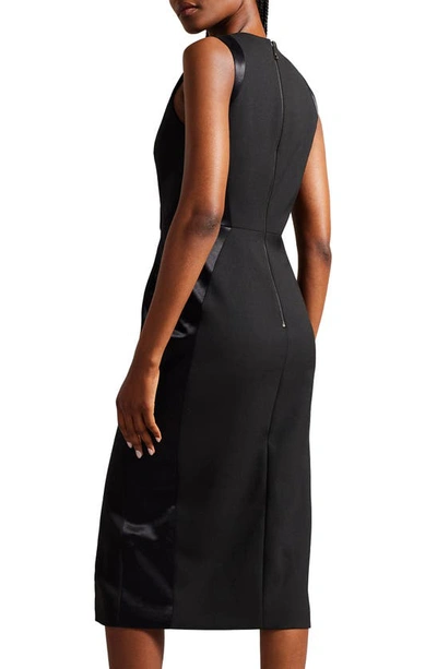 Shop Ted Baker Ariaald Mixed Media Sleeveless Faux Wrap Dress In Black