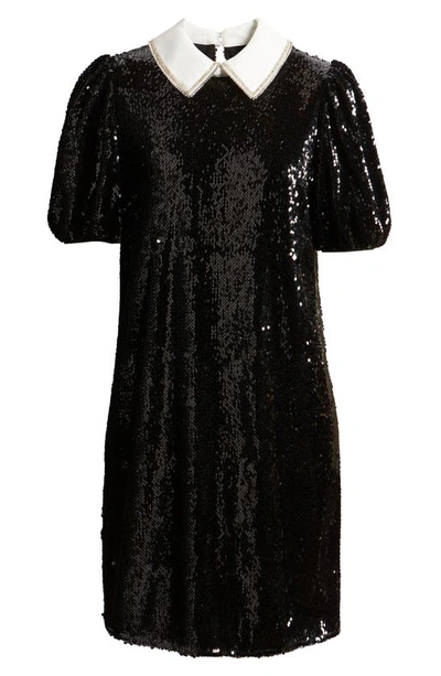 Shop Ted Baker Zarell Sequin Puff Sleeve Shift In Black