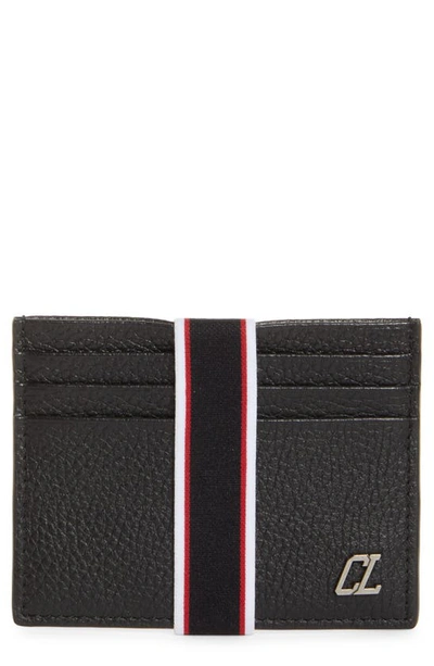 Shop Christian Louboutin F.a.v. Fique A Vontade Kios Leather Card Case In Black/ Multi/ Gun Metal