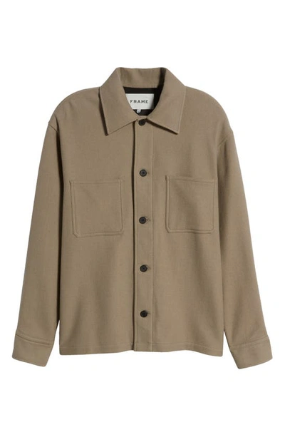 Shop Frame Virgin Wool Blend Overshirt In Stone Beige