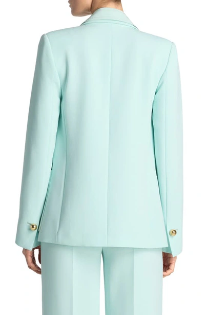 Shop St John St. John Collection Double Breasted Italian Stretch Cady Blazer In Mint