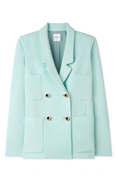 St John Golden Ball-button Double-breasted Cady Jacket In Mint