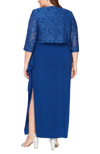 Shop Alex Evenings Sequin Bodice Empire Gown With Bolero Jacket In Royal