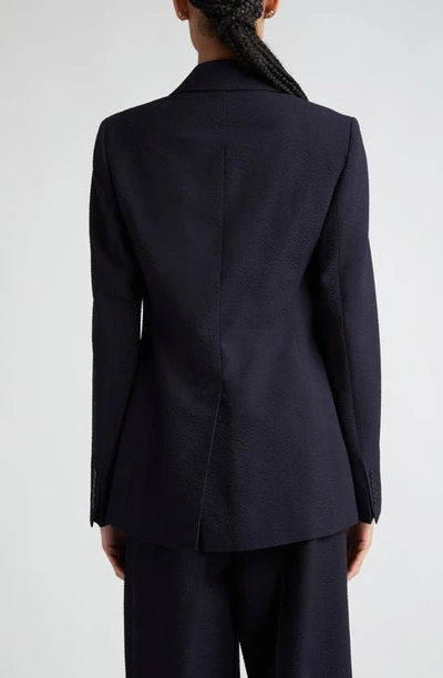 Shop Max Mara Albero Wool Blend Seersucker Jacket In Ultramarine