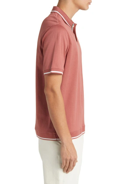 Shop Ted Baker Erwen Regular Fit Textured Tipped Polo In Mid Pink
