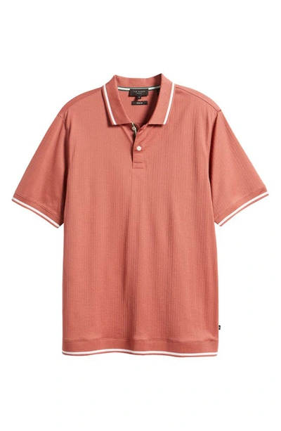 Shop Ted Baker Erwen Regular Fit Textured Tipped Polo In Mid Pink