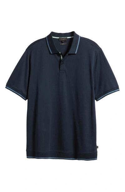 Shop Ted Baker Erwen Regular Fit Textured Tipped Polo In Navy