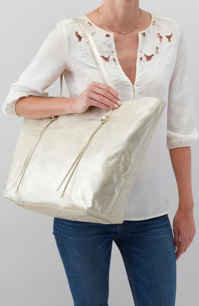 Shop Hobo Kingston Leather Tote In Pearled Silver