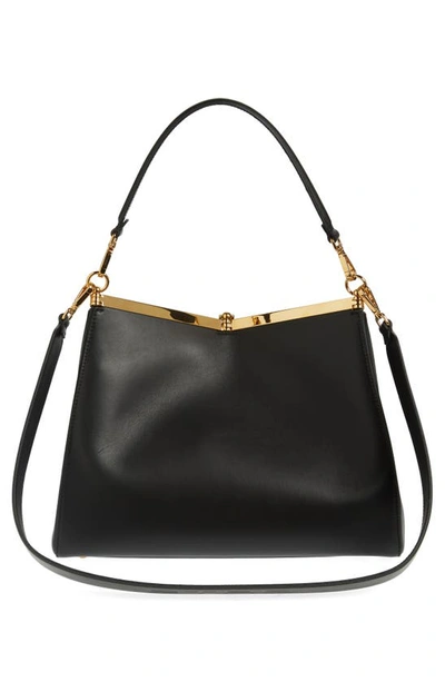 Shop Etro Large Vela Leather Shoulder Bag In Black