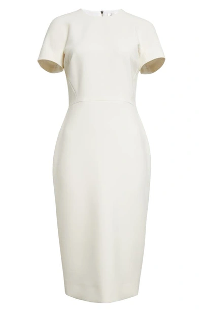 Shop Victoria Beckham Crepe Sheath Dress In Ivory