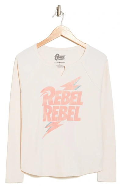Shop Lucky Brand David Bowie Rebel Rebel Waffle T-shirt In Mother Of Pearl