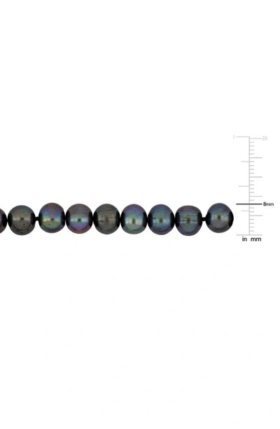 Delmar Sterling Silver 8–8.5mm Black Cultured Freshwater Pearl Necklace In Black