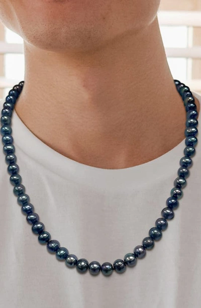 Delmar Sterling Silver 8–8.5mm Black Cultured Freshwater Pearl Necklace In Black