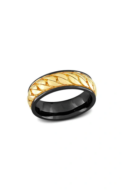 Shop Delmar Sterling Silver Chain Link Ring In Yellow/black