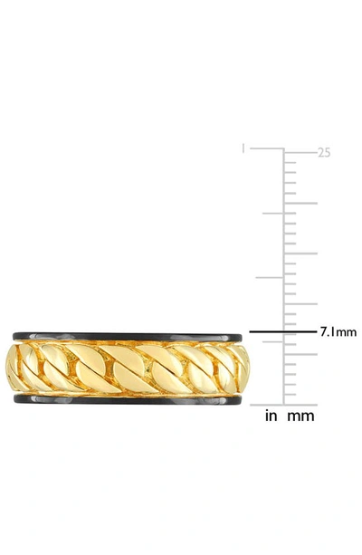 Delmar Sterling Silver Chain Link Ring In Yellow/black