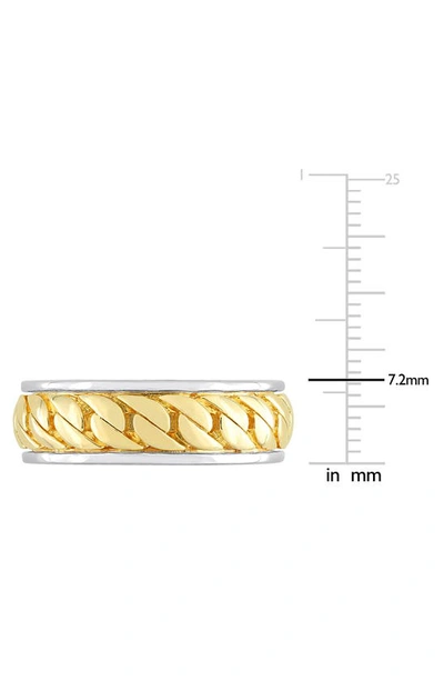 Delmar Sterling Silver Chain Link Ring In Yellow/silver