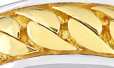 Delmar Sterling Silver Chain Link Ring In Yellow/silver