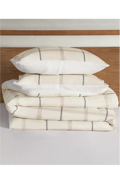 Shop Ymf Lucky Brand Plaid & Reversible Faux Shearling 2-piece Comforter Set In Light Beige
