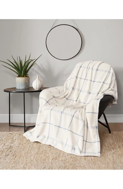 Ymf Cozy Plush Throw Blanket In Light Blue Check
