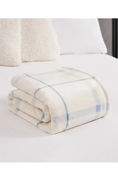 Shop Ymf Cozy Plush Throw Blanket In Light Blue Check