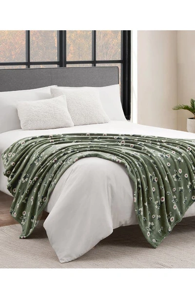 Shop Ymf Cozy Plush Throw Blanket In Green Floral