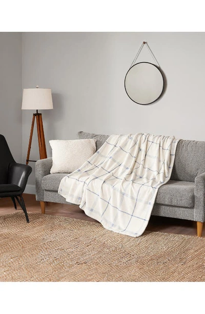 Ymf Cozy Plush Throw Blanket In Light Blue Check