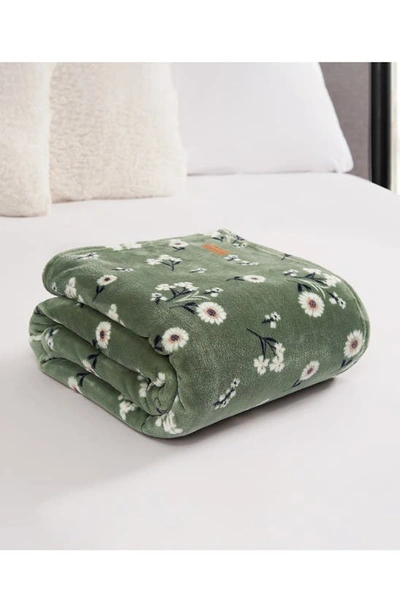 Shop Ymf Cozy Plush Throw Blanket In Green Floral