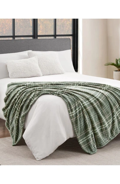 Ymf Cozy Plush Throw Blanket In Green Check