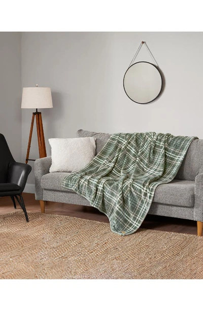 Ymf Cozy Plush Throw Blanket In Green Check