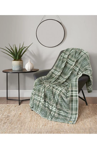 Shop Ymf Cozy Plush Throw Blanket In Green Check
