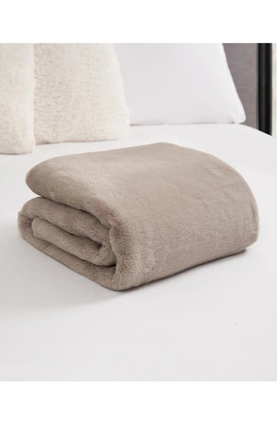 Ymf Faux Fur Throw In Tan