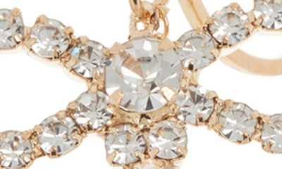 Shop Tasha Crystal Bow & Imitation Pearl Drop Hoop Earrings In Gold