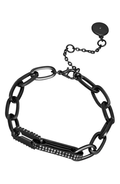Shop Vince Camuto Crystal Pavé Bar Chain Bracelet In Hematite