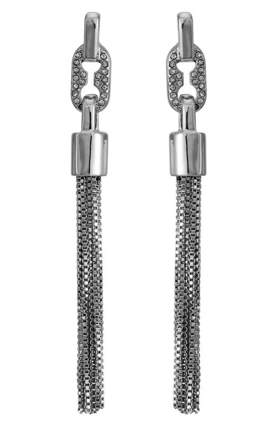Shop Vince Camuto Crystal Pavé Tassel Chain Earrings In Silver Tone