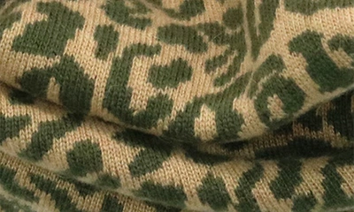 Portolano Leopard Print Infinity Scarf In Olive/ Camel