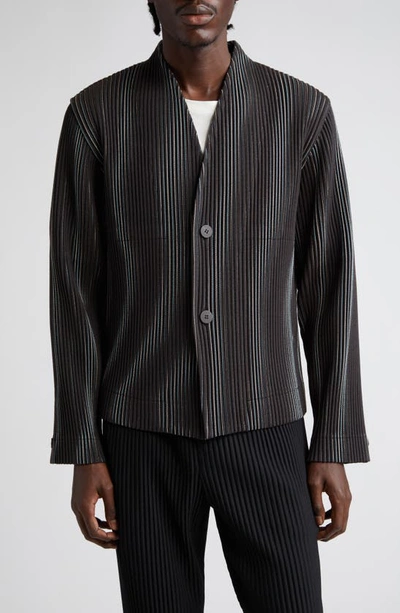 Shop Issey Miyake Homme Plissé  Pleated Tweed Jacket In Brown