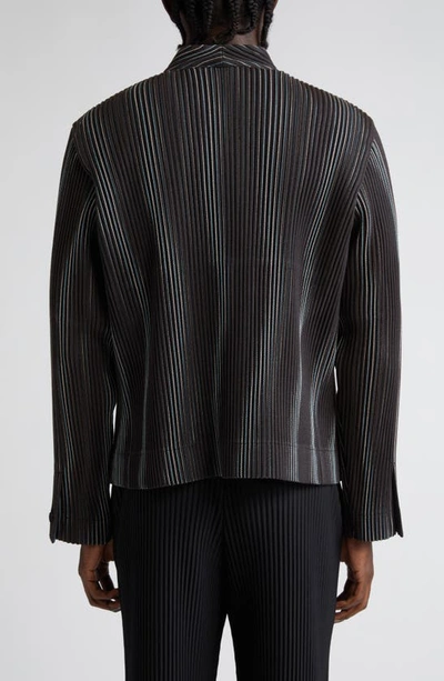 Shop Issey Miyake Pleated Tweed Jacket In Brown