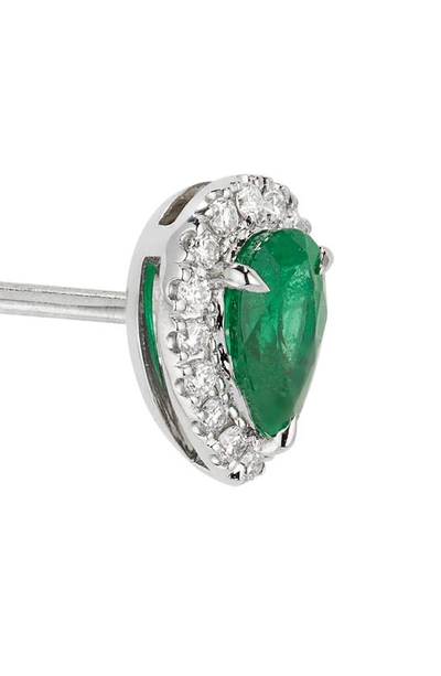 Shop Valani Atelier Emerald & Diamond Halo Stud Earrings In White Gold/ Emerald/ Diamond