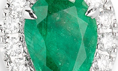 Shop Valani Atelier Emerald & Diamond Halo Stud Earrings In White Gold/ Emerald/ Diamond
