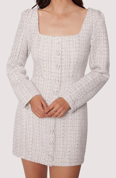 Shop Lost + Wander Louise Long Sleeve Tweed Minidress In Off-white-multi