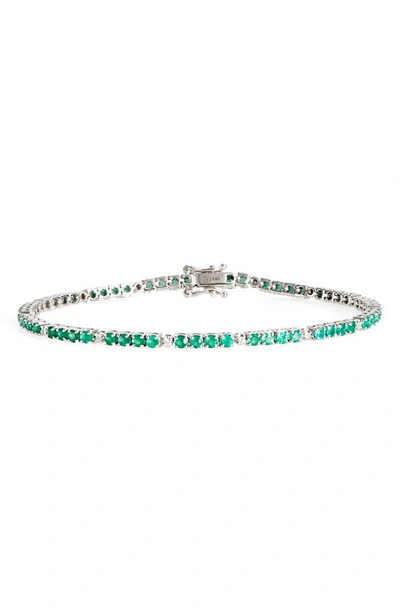 Shop Valani Atelier Emerald & Diamond Tennis Bracelet In White Gold/ Emerald/ Diamond