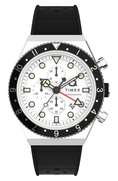 Shop Timex Q Chronograph Leather Strap Watch, 40mm In Black