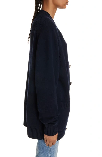 Shop Chloé Cashmere & Wool V-neck Cardigan In Iconic Navy