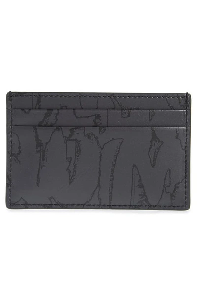 Shop Alexander Mcqueen Graffiti Leather Card Holder In Black