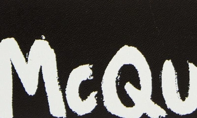 Shop Alexander Mcqueen Graffiti Logo Leather Card Holder In Black/ White