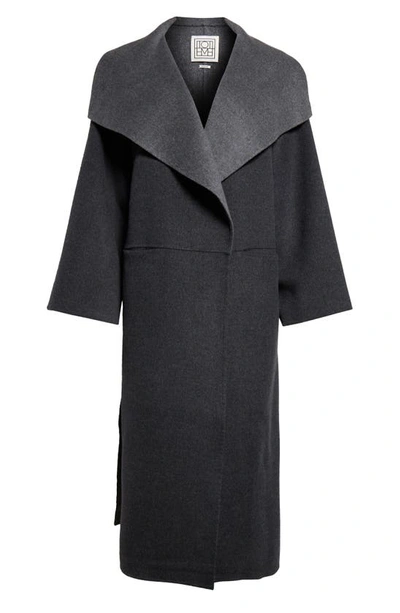 Shop Totême Oversize Signature Two-tone Wool & Cashmere Coat In Dark Grey Melange