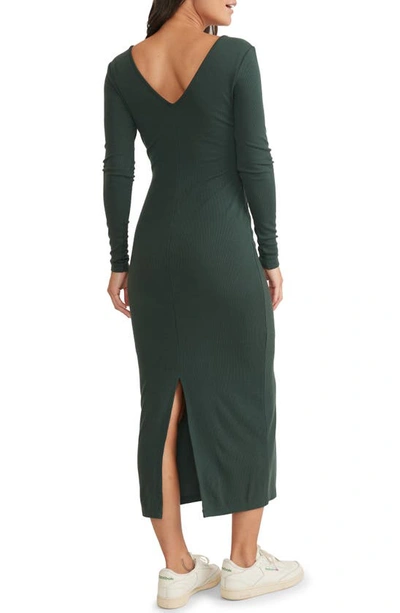 Shop Marine Layer Lexi Long Sleeve V-neck Dress In Green Gables