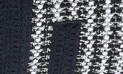 Shop St John Bicolor Mixed Knit Crop Jacket In Black/ Ivory Multi