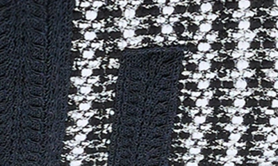 St John Textured-trim Bi-color Knit Jacket In Black/ Ivory Multi
