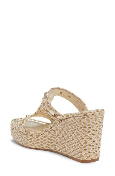 Shop Valentino Rockstud Torchon Wedge Slide Sandal In Platinum/ Multicolor